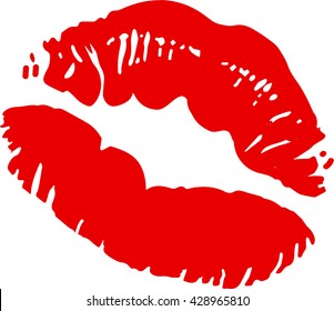 Big Red Lips Track On White Background.