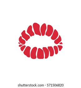 Big red lips track on white background