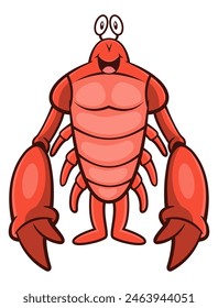 Big Red Lobster cartoon characters standing. Best for sticker, decoration, ornament, logo, and mascot with summer themes or for seafood restaurant