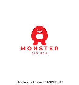 big red monster  cute  scary  logo design vector icon symbol illustration