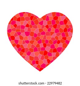 big red mosaic heart on white background
