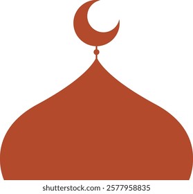 Big Red Mosque Domes with Crescent Moons