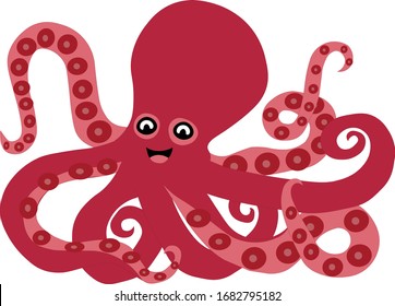 
big red octopus cartoon character