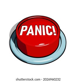 Big red panic button on white background. Vector illustration