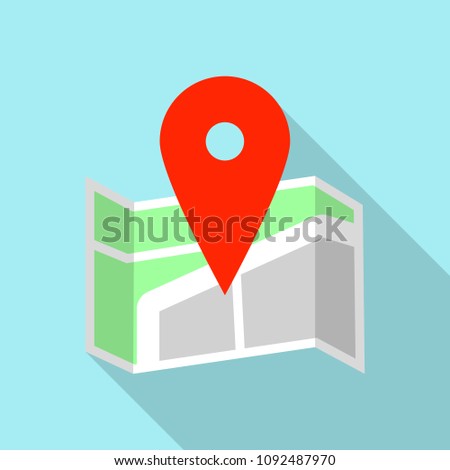 Big red pin map icon. Flat illustration of big red pin map vector icon for web design