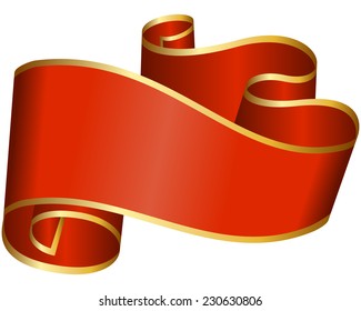 Big red ribbon isolated on white background
