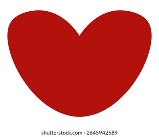 Big red round heart. Color vector illustration. Isolated white background. Flat style. Romantic love symbol. Idea for web design.