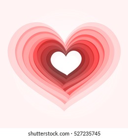 Big Red Shiny Heart. Big Beautiful Stylized Heart Isolated On White Background. Place For Text. For Banners And Greeting Cards. Vector Illustration