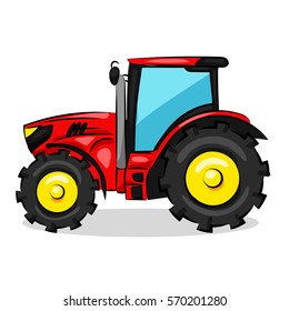 big red tractor isolated at the white background