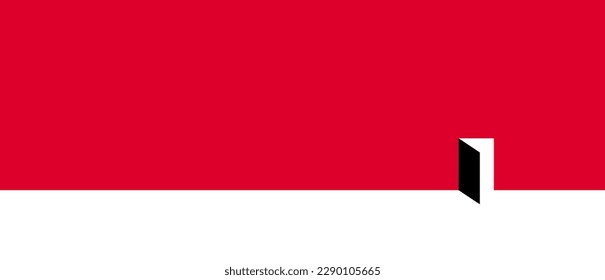 Gran pared roja con ilustración vectorial de puerta abierta.
