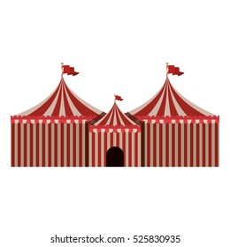 big red and white circus tent icon