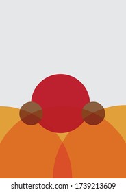 große rote, orangefarbene und kleine braune Kreise auf grauem Hintergrund für Buchcover, Tapete, Hintergrund oder Vorlage
