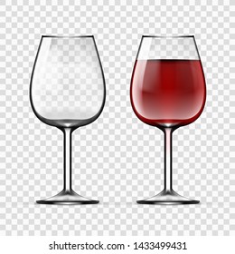 Big Reds Wine Empty Glass And With Wine. EPS10 Vector