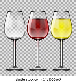 Big Reds Wine Empty Glass Of Red And White Wine. EPS10 Vector