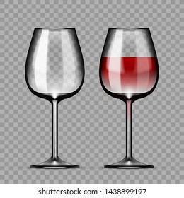 Big Reds Wine Empty Glass And With Wine. EPS10 Vector