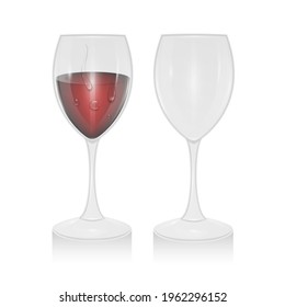 Vidrio Vacío Y Vidrio Con Vino, Vector
