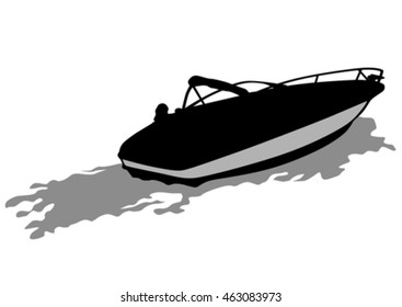 Big retro ship on white background
