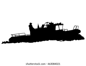 Big retro ship on white background