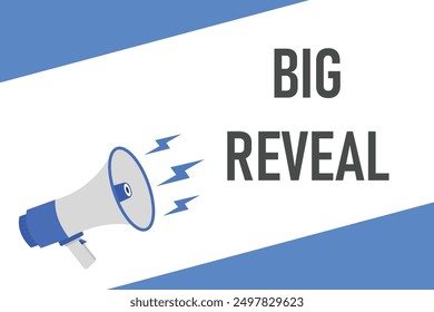 Big Reveal button, banner, label, template for website. Big Reveal text with colorful megaphone icon