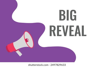 Big Reveal button, banner, label, template for website. Big Reveal text with colorful megaphone icon