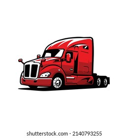 Big rig semi truck 18 wheeler vector illustration in color