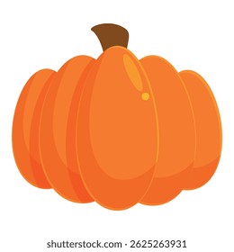 Big ripe orange pumpkin growing in a garden, ready for harvest