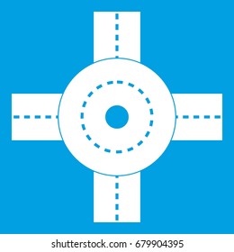 Big road junction icon white isolated on blue background vector illustration