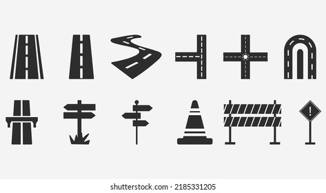 Big Road Set Road Signs Isolated Stock Vector (Royalty Free) 2185331205 ...