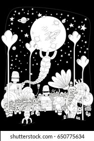 Big robot trying to catch the space rocket