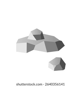 Big rock stone flat icon. Solid iron ore symbol, one grey granite, single concrete stone cartoon vector illustration isolated on white background