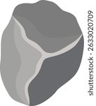 Big Rock Stone Isolated on White Background. Vector Illustration in Cartoon Design.