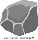 Big Rock Stone Isolated on White Background. Vector Illustration in Cartoon Design.