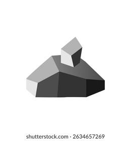 Big rock stone podium flat icon. Solid iron ore symbol, one grey granite pedestal, single broken concrete stone cartoon vector illustration isolated on white background