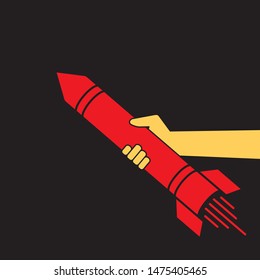big rocket in the hand as Freudian phallic symbol  