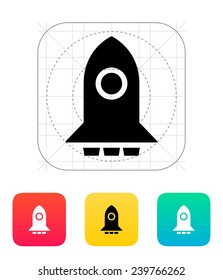 Big rocket icon on white background. Vector illustration.