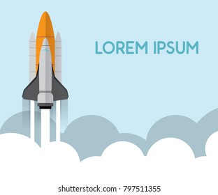 big rocket launch with text