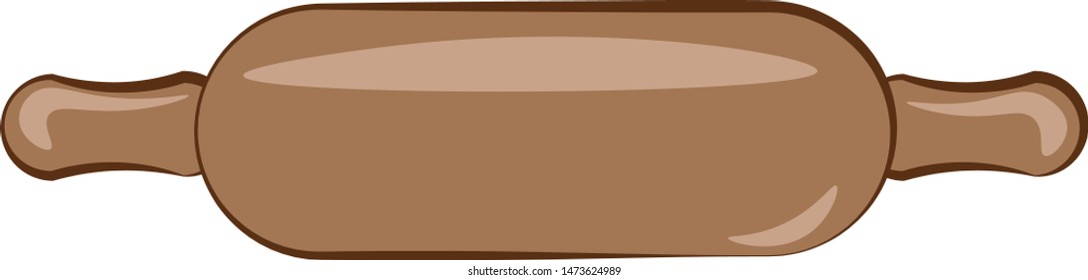 A big rolling pin in wood, vector, color drawing or illustration.