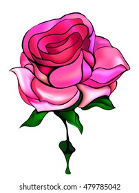 Big roses in a green vase