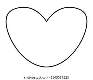 Big round heart. Sketch. Vector illustration. Outline on isolated white background. Doodle style. Romantic symbol of love. Coloring book for children. Idea for web design.