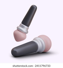 Big round makeup brush. Image for online store of cosmetics and accessories. Illustration for advertising services of makeup artist. Professional tools