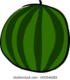 Große runde Wassermelone, Illustration, Vektorgrafik auf weißem Hintergrund.