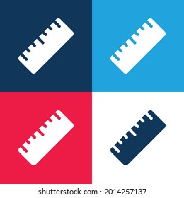 Gran regla azul y rojo cuatro colores conjunto de iconos mínimo