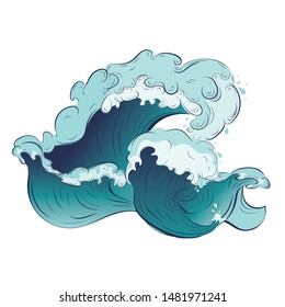 Big rushing sea or ocean waves design.