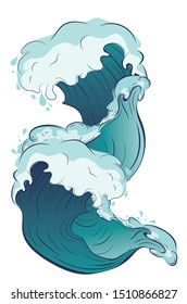 Big rushing sea or ocean waves design.