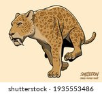 Big Sabertooth Tiger Chasing Prey 
