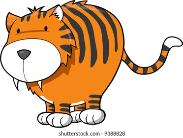 Big Safari Tiger Vector Illustration