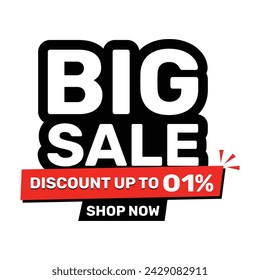 Big sale 01 percent discount banner template design, special offer. Vector illustration.
