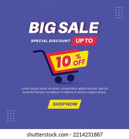 Big sale 10%. Number special discount sign template design