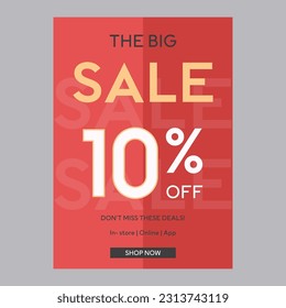 The big sale 10% off discount promotion poster
