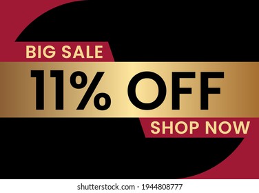 Big Sale 11% off shop now. 11 percent Discount sale modern banner vector illustration